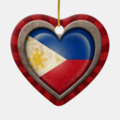 Gealtertes philippinisches Flaggen-Herz mit hellen Keramikornament (Hinten)
