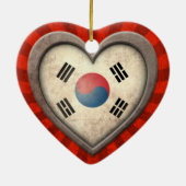 Gealtertes südkoreanisches Flaggen-Herz mit hellen Keramikornament (Hinten)
