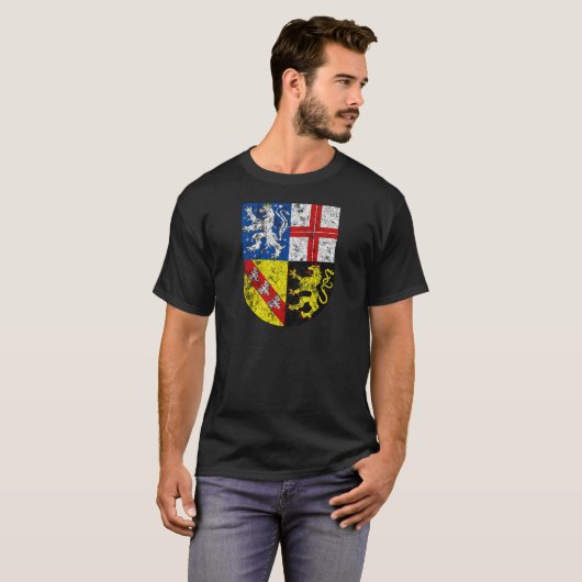 Gealtertes Wappen von Saarland T-Shirt (Vorne ganz)