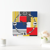 Geametric modern gestreifte linierte Retrofarben M Quadratische Wanduhr (Zuhause)