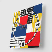 Geametric modern gestreifte linierte Retrofarben M Quadratische Wanduhr (Winkel)