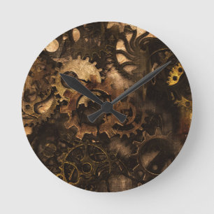 Gear Changer - Steampunk Gears & Cogs Runde Wanduhr