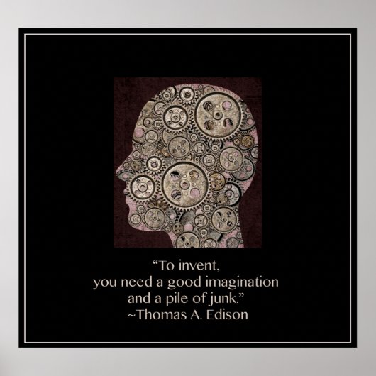 Gear Head mit Thomas Edison Zitat Poster (Vorne)