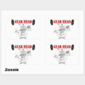 GEAR HEAD RECHTECKIGER AUFKLEBER (Blatt)
