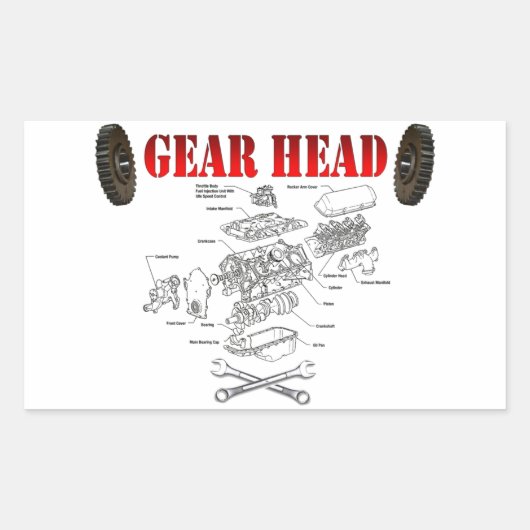 GEAR HEAD RECHTECKIGER AUFKLEBER (Vorderseite)