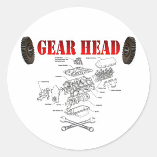 GEAR HEAD RUNDER AUFKLEBER