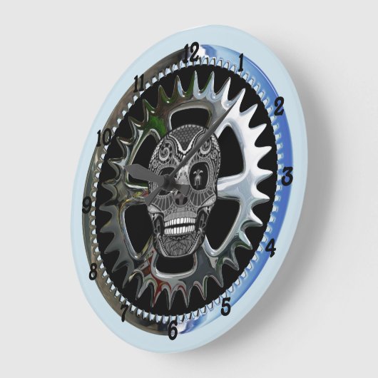 Gear Rider Chopper Skull Große Wanduhr (Winkel)