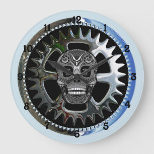 Gear Rider Chopper Skull Große Wanduhr