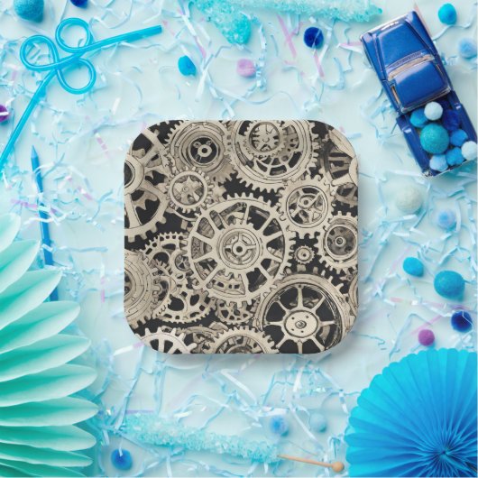 Gear Robot Birthday Party - Gears Pappteller (Party)