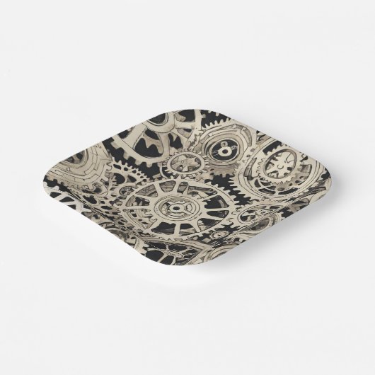 Gear Robot Birthday Party - Gears Pappteller (Gewinkelt)