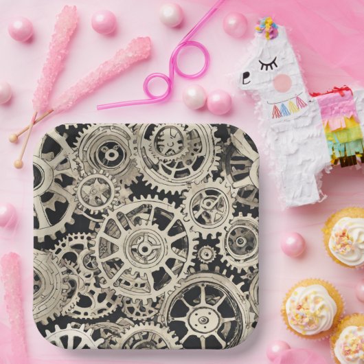 Gear Robot Birthday Party - Gears Pappteller (Party)