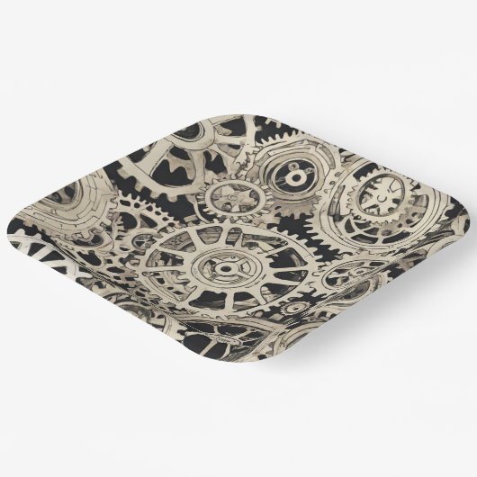 Gear Robot Birthday Party - Gears Pappteller (Gewinkelt)