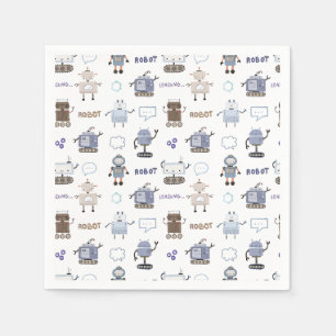 Gear Up for Fun Robot Kinder glücklich Geburtstag Serviette