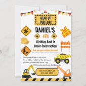 Gear Up Personalisiert Construction Theme Geburtst Einladung (Vorderseite)