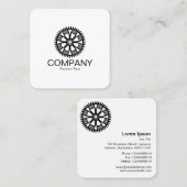 Gear Wheel 05v2 - Schwarz auf dem weißen Platz Quadratische Visitenkarte (Vorne/Hinten)