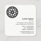 Gear Wheel 05v2 - Schwarz auf dem weißen Platz Quadratische Visitenkarte (Rückseite)