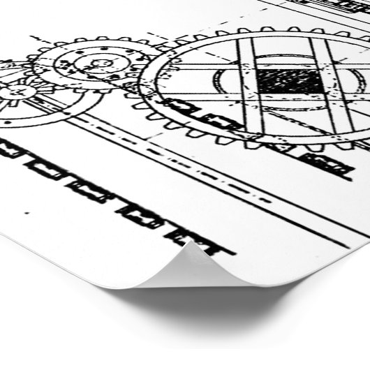 Geardiagramm Schwarz-Weiß Poster (Ecke)