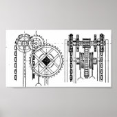 Geardiagramm Schwarz-Weiß Poster (Vorne)