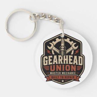 Gearhead Union Mechaniker Vorder- und Rückseite He Schlüsselanhänger