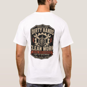Gearhead Union Mechaniker Vorder- und Rückseite He T-Shirt