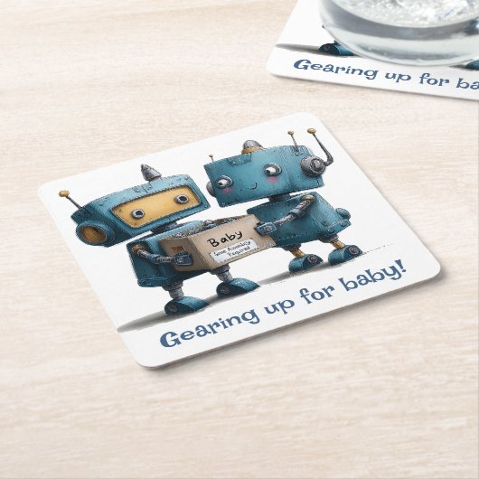 Gearing Up for Baby - Robot Baby Shooter Rechteckiger Pappuntersetzer (angewinkelt)