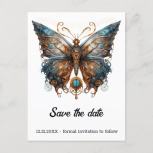 Gearmoth Morpho Butterfly Steampunk Wedding Ankündigungspostkarte