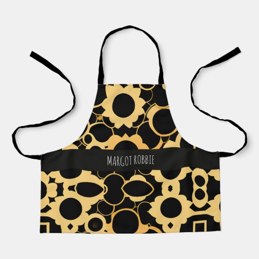Gears Black Gold monochromatisches Muster Schürze (Vorderseite)
