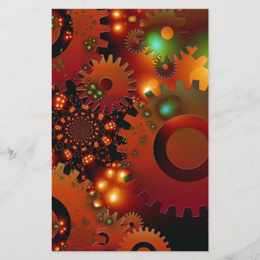 Gears Clock Office Design Digital Art Destination Briefpapier (Vorderseite)