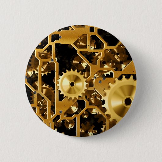 Gears Clock Office Design Digital Art Destination Button (Vorderseite)