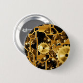 Gears Clock Office Design Digital Art Destination Button (Vorne & Hinten)