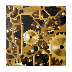 Gears Clock Office Design Digital Art Destination Fliese
