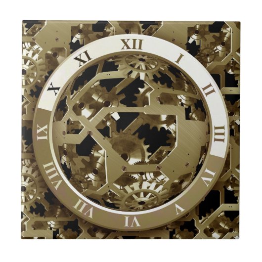 Gears Clock Office Design Digital Art Destination Fliese (Vorderseite)