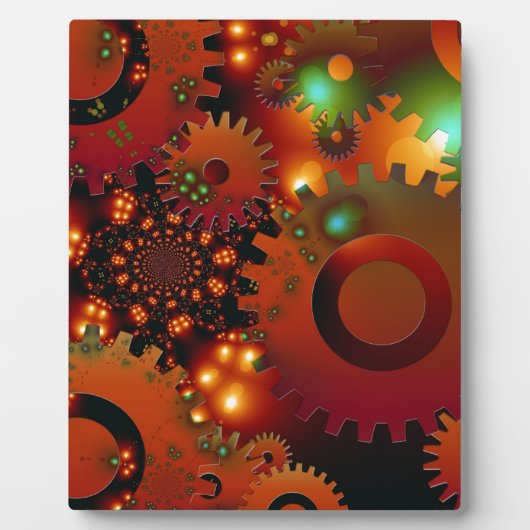 Gears Clock Office Design Digital Art Destination Fotoplatte (Vorderseite)