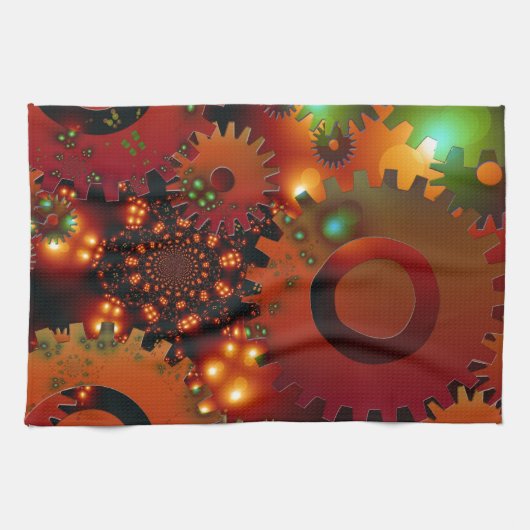 Gears Clock Office Design Digital Art Destination Handtuch (Horizontal)