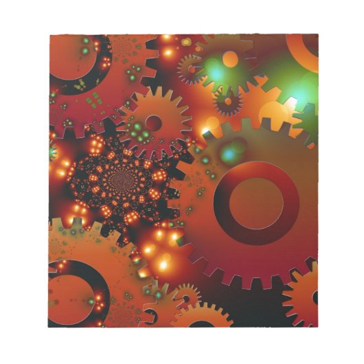 Gears Clock Office Design Digital Art Destination Notizblock (Vorderseite)