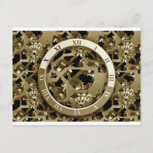Gears Clock Office Design Digital Art Destination Postkarte