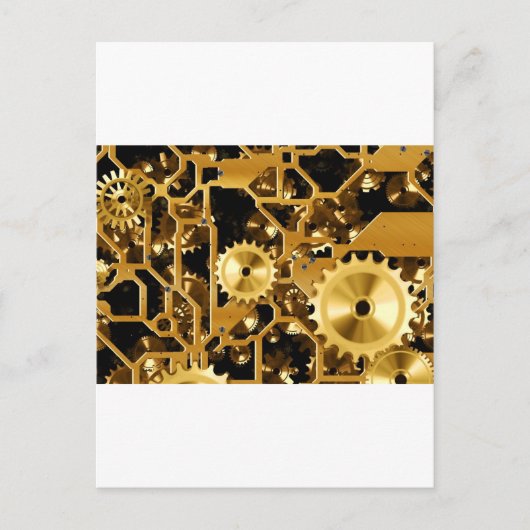 Gears Clock Office Design Digital Art Destination Postkarte (Vorderseite)