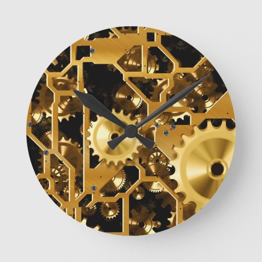 Gears Clock Office Design Digital Art Destination Runde Wanduhr (Vorderseite)