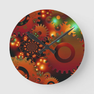 Gears Clock Office Design Digital Art Destination Runde Wanduhr