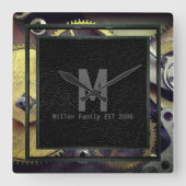 Gears Design Industrial Steampunk Wall Clock Quadratische Wanduhr (Vorderseite)