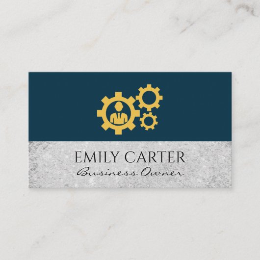 Gears Icon Vintag Textur Hintergrund Visitenkarte (Vorderseite)