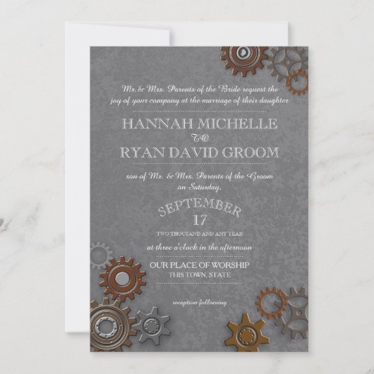 Gears Industrial Steel Gray Einladung (Vorderseite)