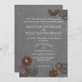 Gears Industrial Steel Gray Einladung (Vorne/Hinten)