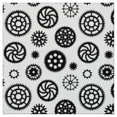 Gears Pattern 070819 - Schwarz auf Weiß Stoff (Muster)