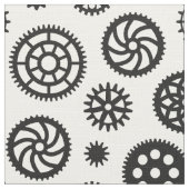 Gears Pattern 070819 - Schwarz auf Weiß Stoff (Nahaufnahme)