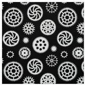 Gears Pattern 070819 - Weiß auf Schwarz Stoff (Muster)