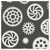 Gears Pattern 070819 - Weiß auf Schwarz Stoff (Nahaufnahme)