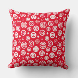 Gears Pattern 070819 - White on Red Kissen