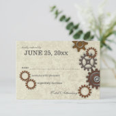Gears Rustic Industrial Wedding Response RSVP Karte (Stehend Vorderseite)