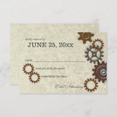 Gears Rustic Industrial Wedding Response RSVP Karte (Vorne/Hinten)
